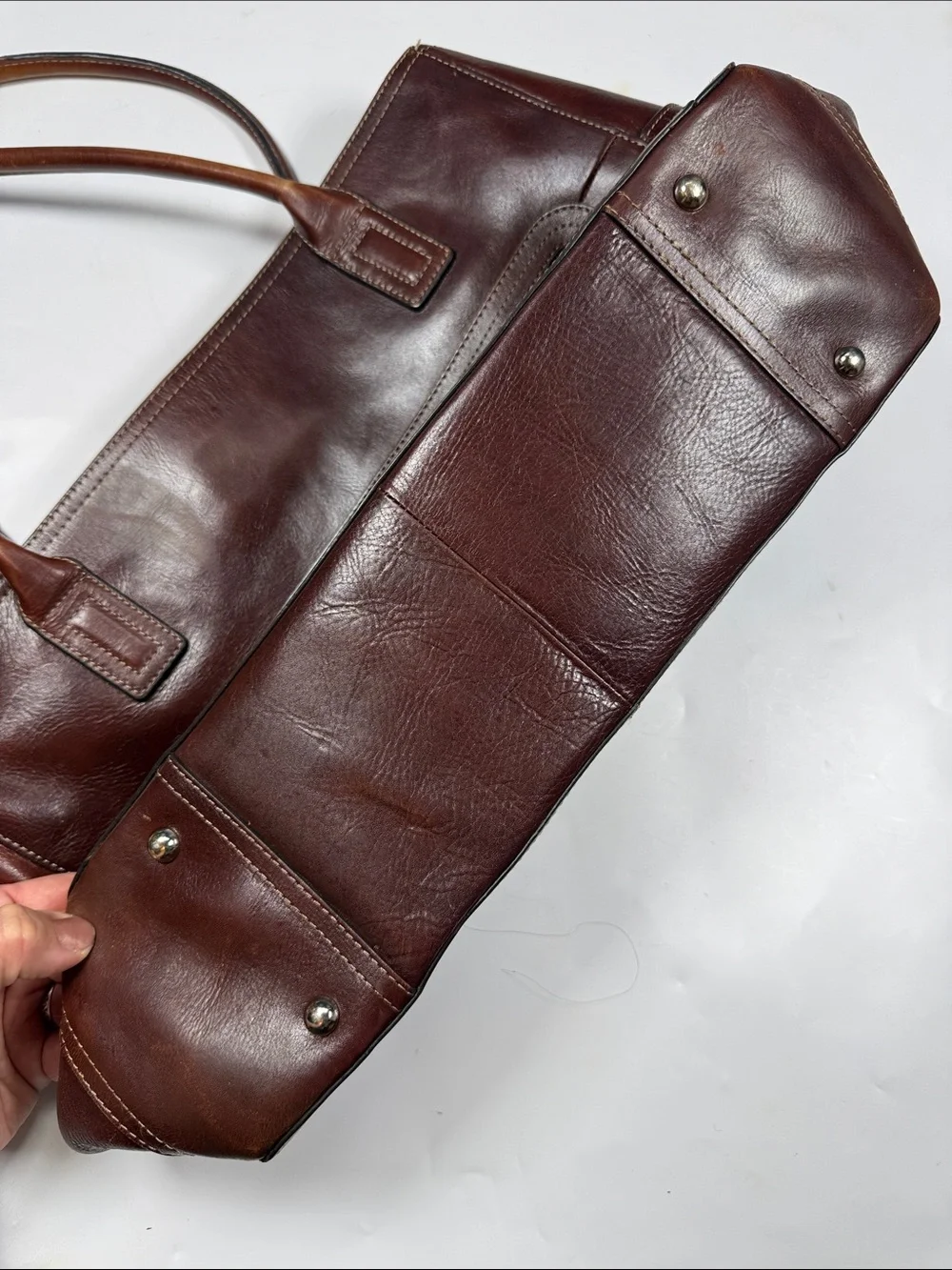 Fossil Vintage Unisex Brown Leather Tote Work Business Bag